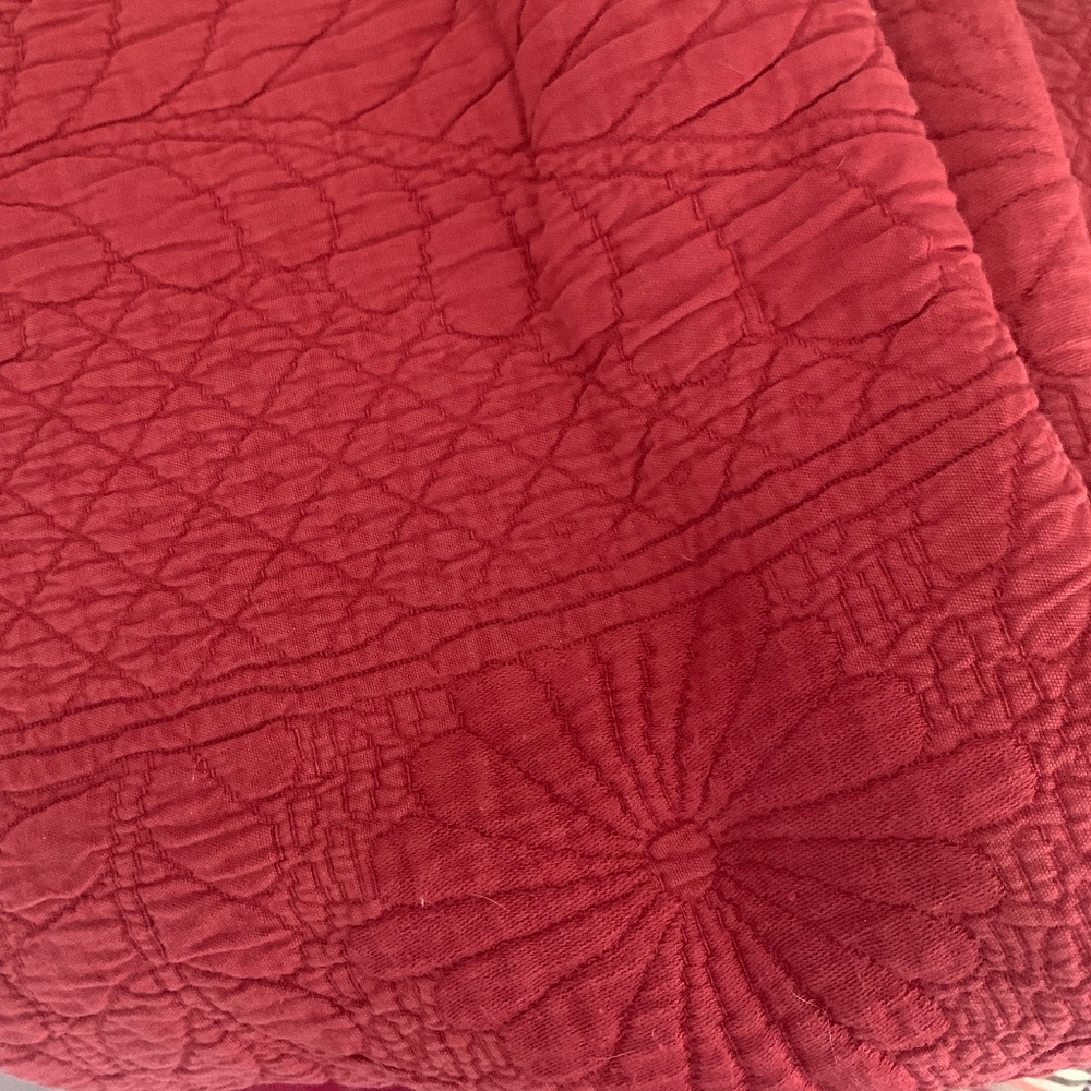 Brick red king matelasse coverlet from Pine Cone Hill (Annie Selke)